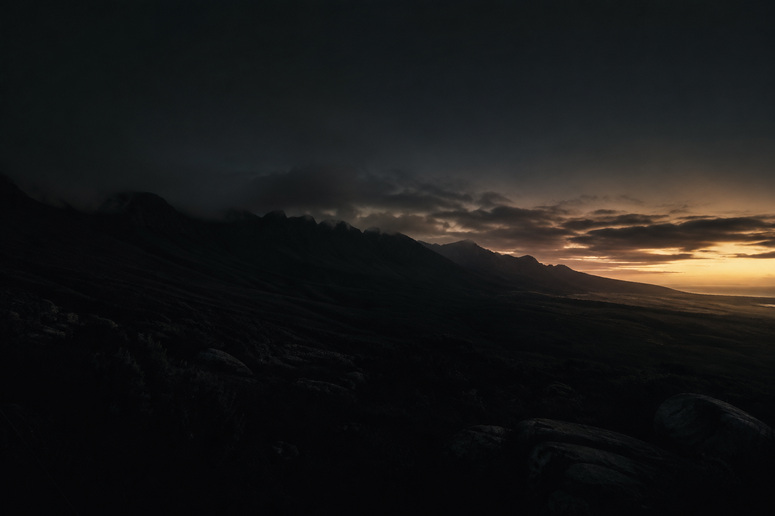 South African mountain landscape at sunrise
